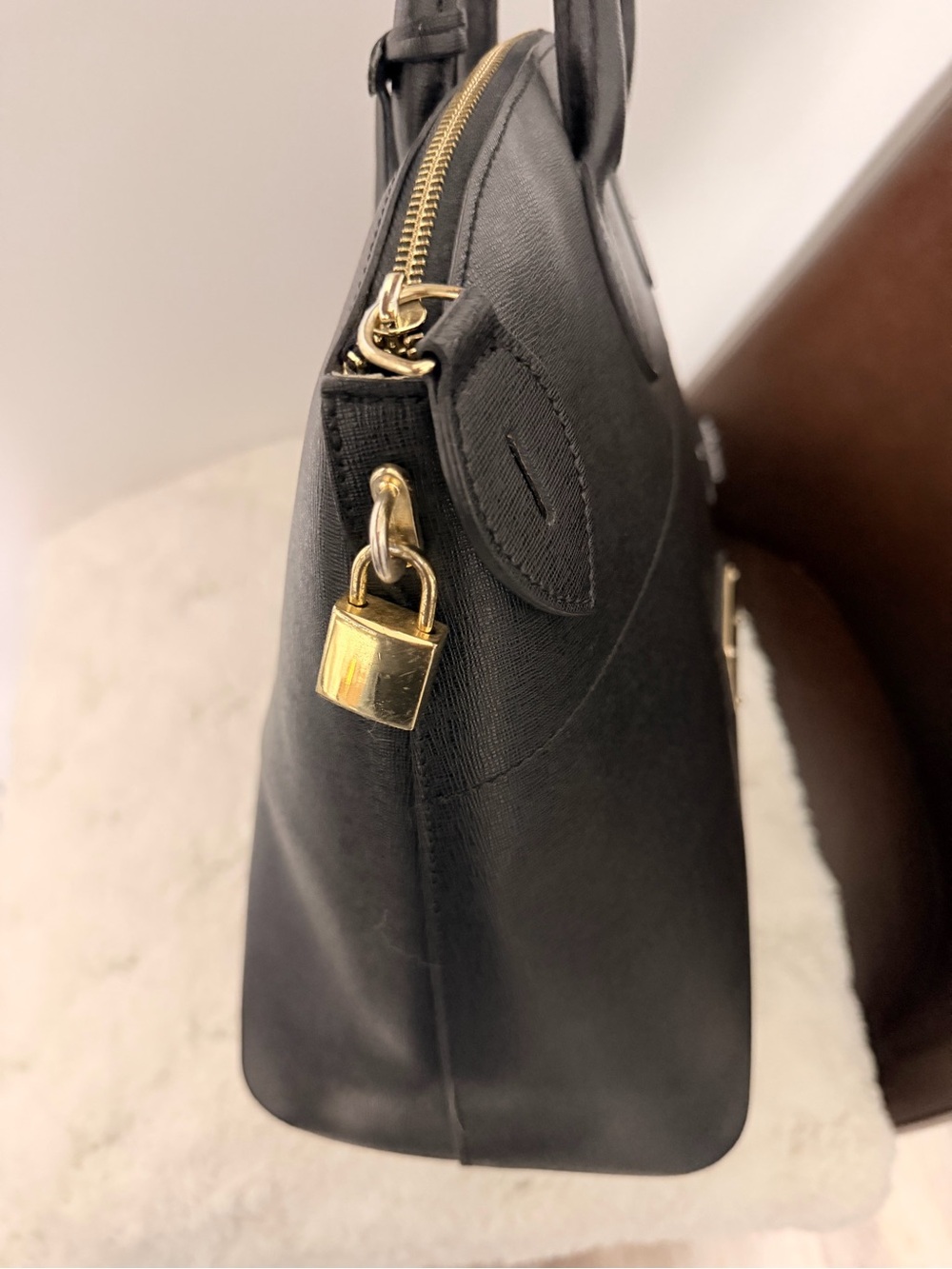 Valentino Black Leather Dome Tote with Gold Hardware - Picture 4 of 11